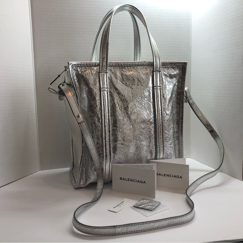 Balenciaga Metallic Silver Tote Bag